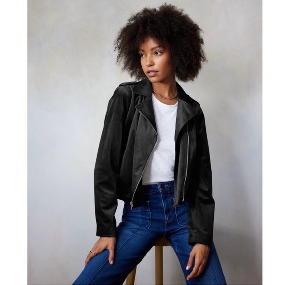 LC Lauren Conrad Jackets & Blazers - LC LAUREN CONRAD Velvet Moto Jacket Black Women’s Medium NWT NEW